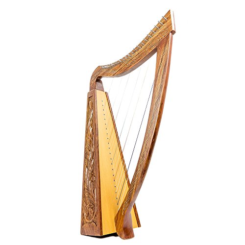 36" Large 22 Strings Harp Solid Wood Celtic Irish rose Harp Engraved wood