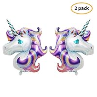 7 Colors Kids Unicorn Balloon 2 Pcs 43" Large Foil Balloons Unicorn Party Decoration for Birthday Party, Baby Shower, Wedding Unicorn Party Supplies