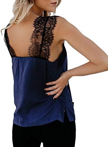 BLENCOT Women's V Neck Lace Strappy Cami Tank Tops Casual Loose Sleeveless Blouse Shirts 4 BLENCOT Women's V Neck Lace Strappy Cami Tank Tops Casual Loose Sleeveless Blouse Shirts