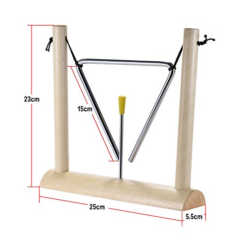 image for ammoon 6 inch Triangle with Wood Stand Percussion Rhythm Teaching Inst