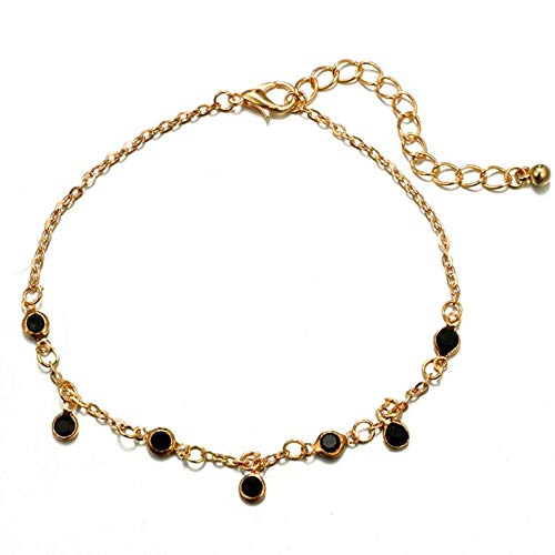 YERTTER Women Layered Gold Star and Sequin Rhinestones Ankle Bracelet Charm Beaded Dainty Foot Jewelry for Women and Teen Girls Summer Barefoot Beach Anklet Set of 3 - Thumbnail 4