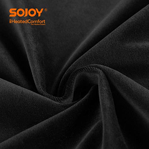 Sojoy 12V Heated Electric Car Blanket, 45 Minute Heating Timing Function, Easy Controller, Fleece Travel Throw for Car and RV-Great for Cold Black SJ734R073