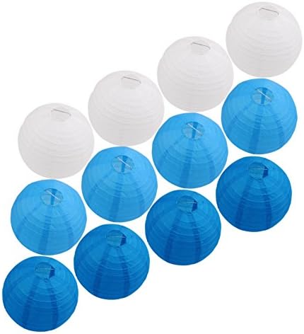 Paper Lanterns, 8" Chinese/Japanese Paper Hanging Decorations Round Ball Lanterns for Home Party, Birthday and Wedding(Blue and White)
