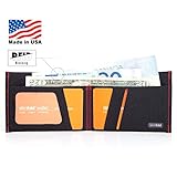 SlimFold Minimalist RFID Wallet - Thin, Durable, and Waterproof Guaranteed - Made in USA - MICRO Size Black with Red Stitching