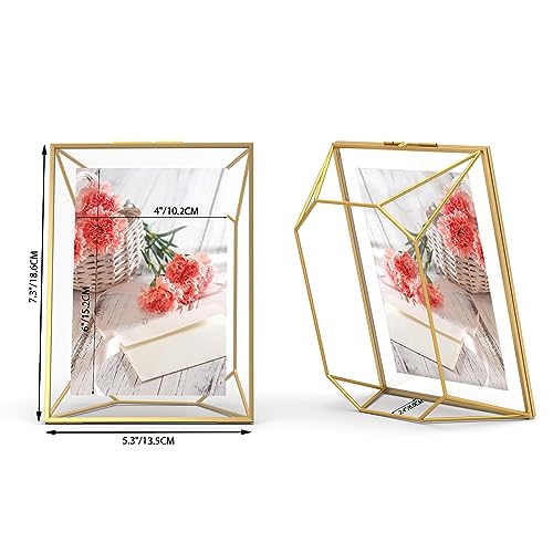 MEBRUDY 5x7 Gold Picture Frame, Floating Frame for 5x7 or 4x6 Photos