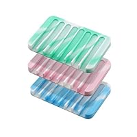 BetLight Creative Silicon Soap Dish Holders, Drain Soap Rack for Soap & Cup, Package with 3 PCS Soap Tray & 3 PCS Cleaning Brushes