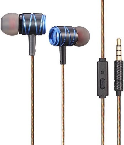 MUZ K20 Earbud Headphones with Microphone and Remote Deep Bass Noise Isolating Earphones for iPhone, iPad, iPod, Samsung Galaxy Phones, MP3 Players (Blackblue)