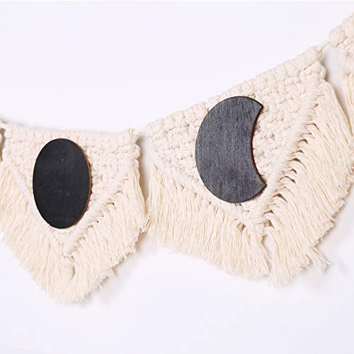Macrame Moon Phase Wall Hanging, Moon Wall Decor Cotton Tassel Garland