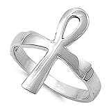 Sterling Silver Women's Cross Ankh Ring (Sizes 4-11)