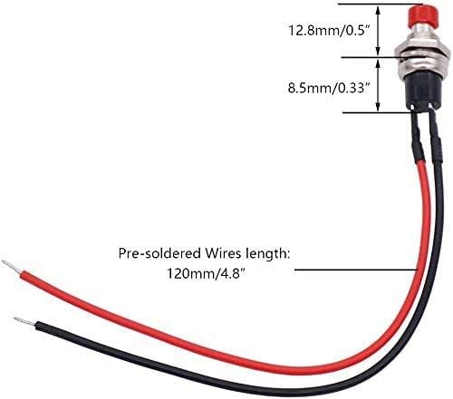 RUNCCI-YUN 10Pcs 1A 250V AC 2 Pins SPST Red Normal Open Mini Momentary Push Button Switch with Pre-soldered Wires - Image 4