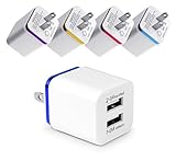 Wall Charger, 5-Pack Two-Tone USB 2.1AMP Universal Power Home Travel Wall Charger Dual Port Plug for iPhone 7/7 plus 6/6 plus 5S 5 4S Samsung S5 S4 S3, Note 5, HTC, LG and More Device