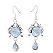 Genuine Rainbow Moonstone 925 Sterling Silver Overlay Handmade Fashion Earrings Jewelry