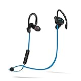 Bluetooth Headphones, Amotus Wireless Bluetooth Earbuds  V4.1 Sports Stereo Sweatproof Earphones In-Ear with Earhook Built-in Mic for Running Hiking Jogging Gym(Blue)