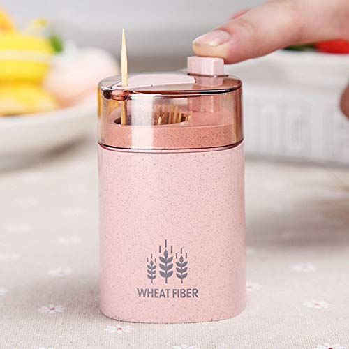 heaven2017 Wheat Straw Automatic Pop Up Toothpick Holder Container Dispenser Blue - Thumbnail 2