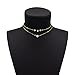 Boosic Double Chain Pearl Choker Chic Beaded Necklace for Women