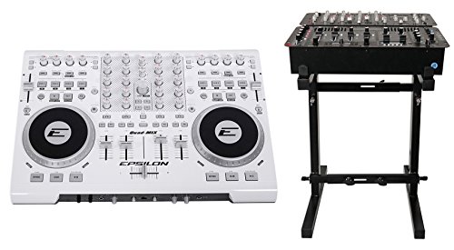 EPSILON QUAD-MIX MIDI USB DJ Controller+Mixer+Soundcard+Software - White+Stand