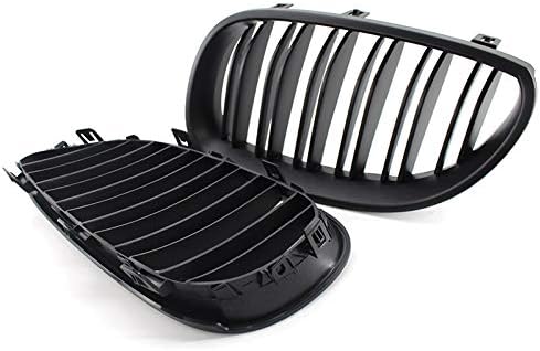 Topsame 1 Pair Car Left & Right Front Grille Matte Black Grill Kidney with Double Line for BMW E60 E61 5 Series M5 2003-2009