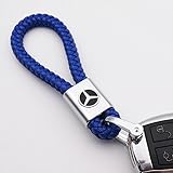 US85 for Mercedes-Benz Logo Emblem Key Chain Key Ring Metal Alloy BV Style Leather Gift Decoration Accessories AMG (Blue)