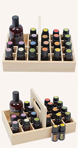VolksRose Essential Oil Storage Box, Wooden Tray Display Rack with Carry Handle Organizer for Jewelry, Small Plant, Diffuser, Nail Polish and More, Holds 21 Bottles #ob07 - Thumbnail 4