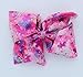 Jojo Siwa Bow Large Signature Collection - Pink Rainbow with Unicorns and Hearts Silhouettes w/Rhinestone Center