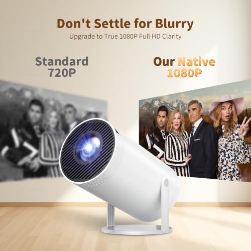 Telonixium Mini Projector, Full HD 1080P with 4K Support, Portable Projector with Carrying Case, 270° Rotation, Electric Keystone, 200" Screen, Low Noise ≤25dB, HDMI USB AUX, Home Cinema, Projecteur