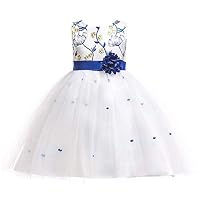 Cool-Eletina 2 8y Flower Girls Party Dresses Embroidered Pageant Kids Prom Ball Gowns White