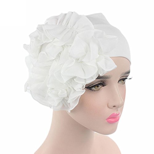 BEAUTYVAN HOT!Solid CasualHeadband Adult Charming Women Cancer Chemo Hat Beanie Scarf Turban Fashion Design Head Wrap Cap,Multiple Colors Available (B~White)