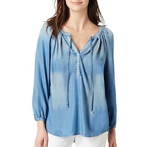 Vintage AmericaBlues Women's Boho Chambray Denim Lyocell Tencel Blouse Top