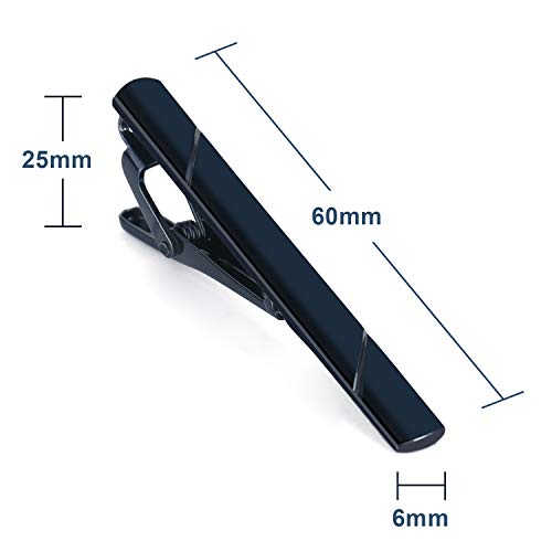 UHIBROS Mens Tie Clip Tie Bar Set for Regular Ties Silver Black Blue Gold Tone Luxury Gift Box Wedding Business Clips