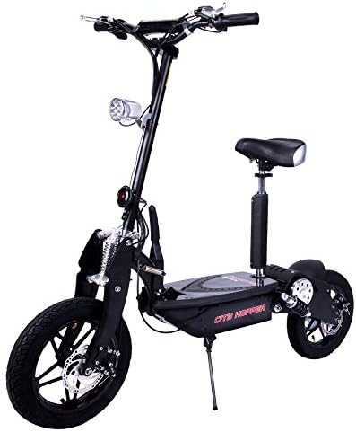 RASSINÉ City Hopper 1000W Electric Scooter with Turbo Motor, 14 inch Wheels, Removable Seat, Foldable eScooter