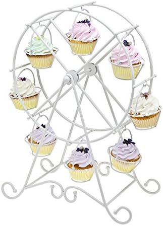 Cup Cake Rack Bakers Kitchen Wedding Birthday Party Steel Wire Tier Cooling Pastry Cake Cupcake Spiral Stand,Ferris Wheel Cupcake Stand,8 Cupcakes and Desserts