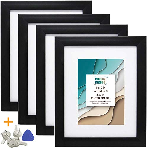 Memory Island Simple 8x10 Picture Frames with 5x7 Mat,4 Pack Gallery