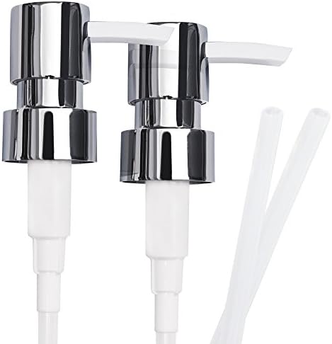 Elegant Modern Chrome Finish Soap and Lotion Dispenser Pumps, 2 Pieces, Replacement for Your Bottles, Includes 2 Nine Inch Tubes …