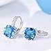 GULICX Girl's Aquamarine Color Blue Hoop Earrings Silver Tone Zircon Jewelry White Gold Electroplated