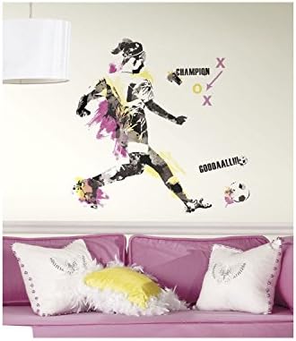 SOCCER WOMAN PLAYER GiAnT Wall Decals Sports Room Decor Sticker Girl Mural NEW