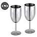 Wine Glass Set, Stainless Steel Long Stem Wine Glasses for White Red Wine Cocktail, Set of 2 Dishwasher Safe No BPA Unbreakable 8 Oz Wine Goblet for Housewarming Travel Outdoor Camp Picnic Formal Use