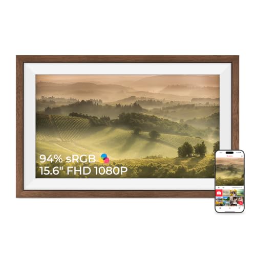 Frameo 15.6" Digitaler Bilderrahmen WLAN Walnussholz 94% sRGB 1920x1080