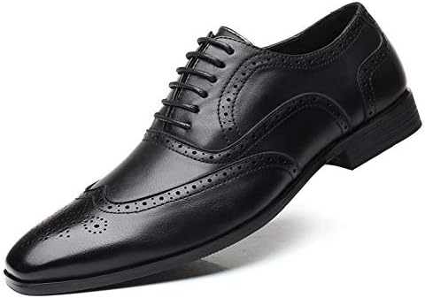 Brogues Shoes for Men Oxford Business Shoes Mens Leather Faux Lace Up Shoes Retro Smart Dress Shoes Wide Fit Wedding Office Flat Black Brown Yellow 5-13 UK