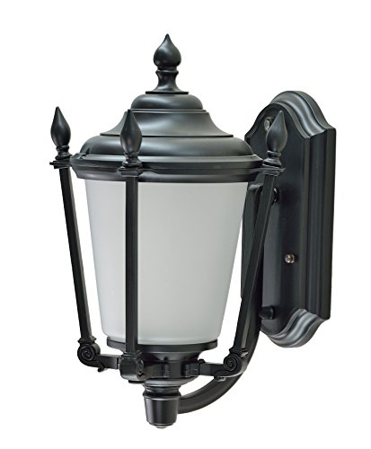 Aspen Creative 60009 1 Light Large Outdoor Wall Light Fixture with Dusk to Dawn Sensor, Transitional Design in Black, 19" High