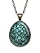Wearable Treasures Turquoise Dragon Egg Necklace, Egg Shaped Pendant, Image Under Glass Jewelry