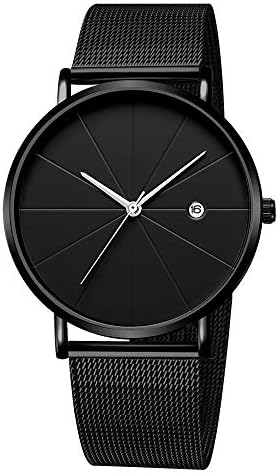 Mens Business Dress Watches Luxury Fashion Stainless Steel Glass Quartz Analog Watches with Calendar by Kinlene