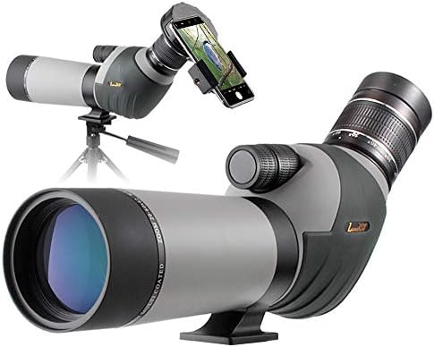 Landove 20-60x62 Zoom Spotting Scope - HD 24mm BAK4 Angled Big Eyepiece Dual Focus Telescope Digiscoping Adapter - Waterproof Scope for Bird Watching Wildlife Target Shooting Hunting