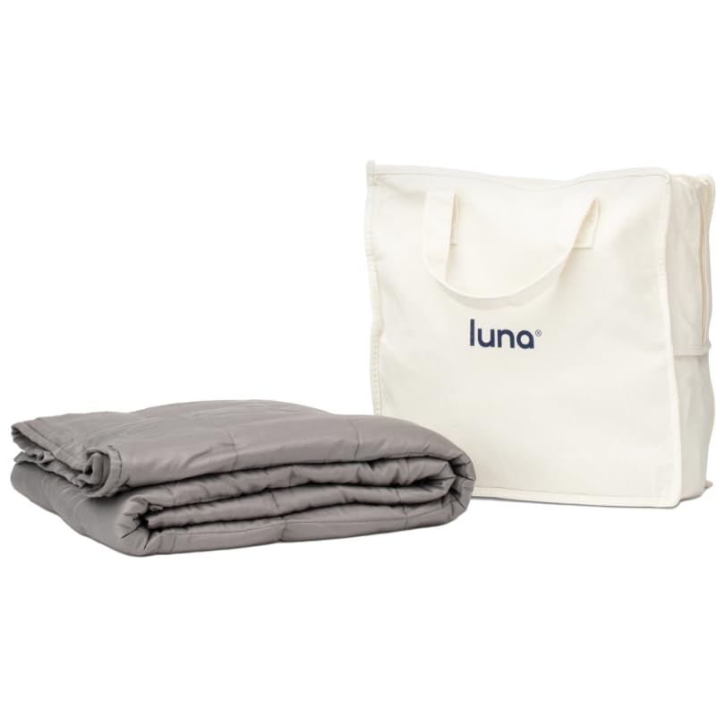 Photo 1 of Luna Luxe Cotton Weighted Blanket for Kids - Soft Blankets Back to School Dorm Room Essentials - Oeko-Tex All-Season Travel [5lbs - Child - 36" x 48"] [Light Grey]