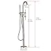 Zovajonia Brushed Nickel Floor Mounted Bathtub Shower Faucet Set 2 Handles Free Standing Tub Filler with Hand Shower