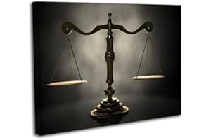 Black & White Scales of Justice Art - Modern Law Office Decor Abstract Geometric Print(Unframed,16x24inch(40x60cm))