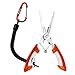 Molure S3 Fishing Pliers Hook Remover Braid Cutters Blue Orange (Orange with Lanyard)