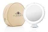 Wireless Touch Activated LED Lighted Makeup Mirror with 7x Magnification. BONUS: Padded, Elegant Travel Bag
