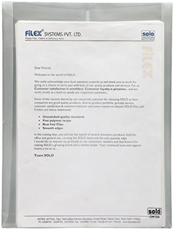 Solo A4 Polypropylene Clear Press Stud Document Wallet Folders - Pack of 10