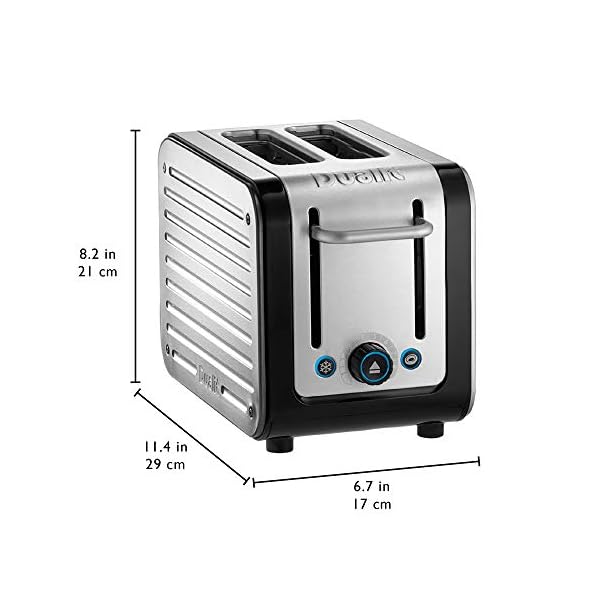 Dualit Architect 2 Slice Toaster | Brushed Stainless Steel with Black Trim | Extra-Wide Slots – Peek and Pop Function…