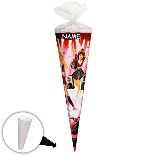 alles-meine.de GmbH 10 Stück 3-D Glitzer Effekt ! Schultüten - Glamour Girl/Sängerin & Rock Star - 50 cm - 6-eckig - incl. Schleife - mit Tüllabschluà - Zuckertüte - mi.. – Bild 5